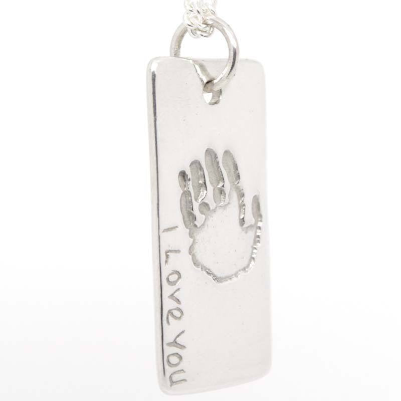 Handprint Rectangular Necklace Pendant or Key Fob - Perfectcharm