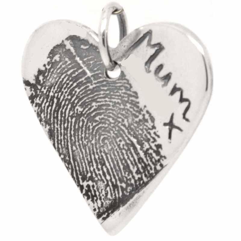Charm - Large Heart Pendant From Ink Print