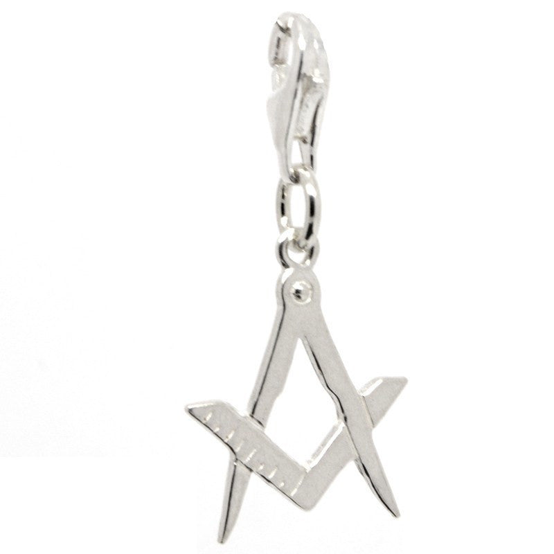 Set Square and Compass Freemason Charm Silver, Clip on clasp and