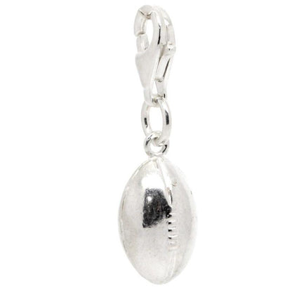 Charm - Silver Solid Rugby Ball Charm
