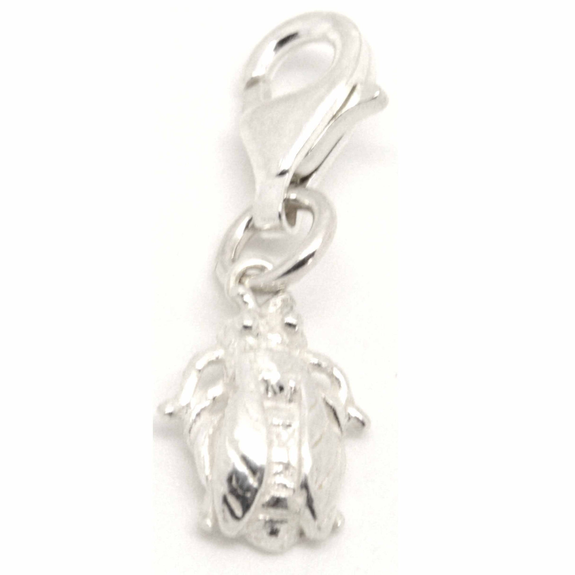 Charm - Silver Worker Bee Charm Small Wings Closed
