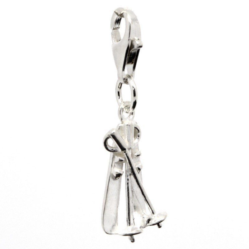 Silver Skis Charm
