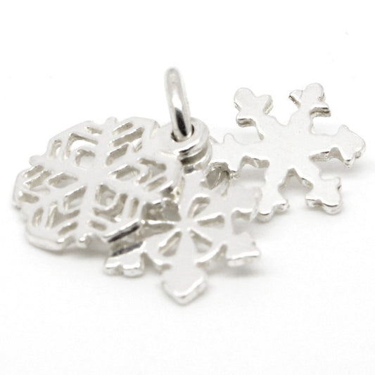 Queenberry Sterling Silver Snowflake Charm - 925 Silver European Style Bead Charm For Bracelets, Winter & Christmas Jewelry