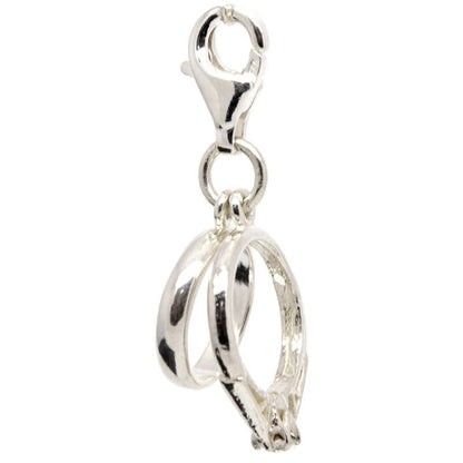 Wedding Rings Charm Silver, Clip on clasp and carrier bead – Perfectcharm