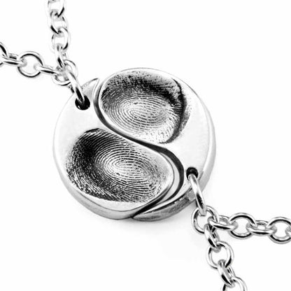 Yin Yan Pair of Fingerprint charms for friendship, twins or soulmates. - Perfectcharm - 1