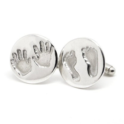 Round Handprint and Footprint Cufflinks - Perfectcharm - 1