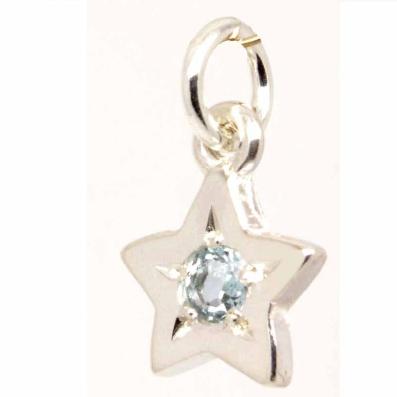 Gold Charm - 9ct White Gold Birthstone Star Charm