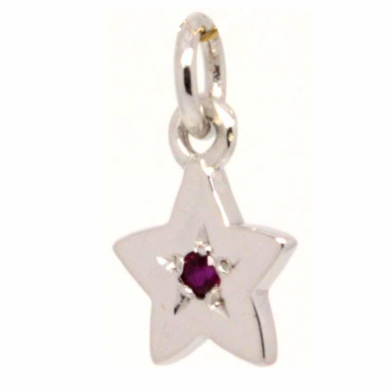 Gold Charm - 9ct White Gold Birthstone Star Charm