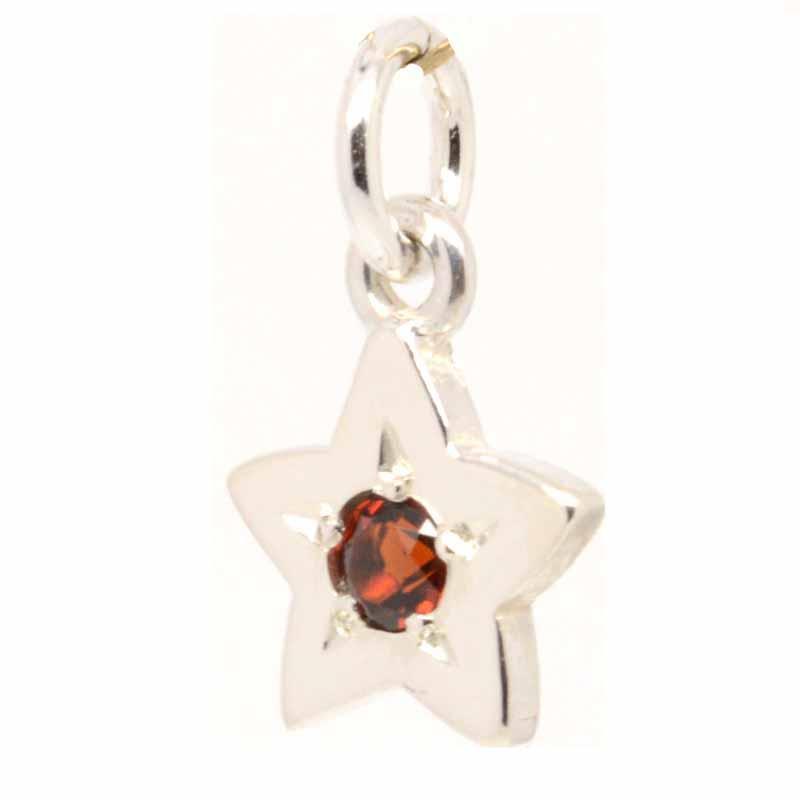 Gold Charm - 9ct White Gold Birthstone Star Charm