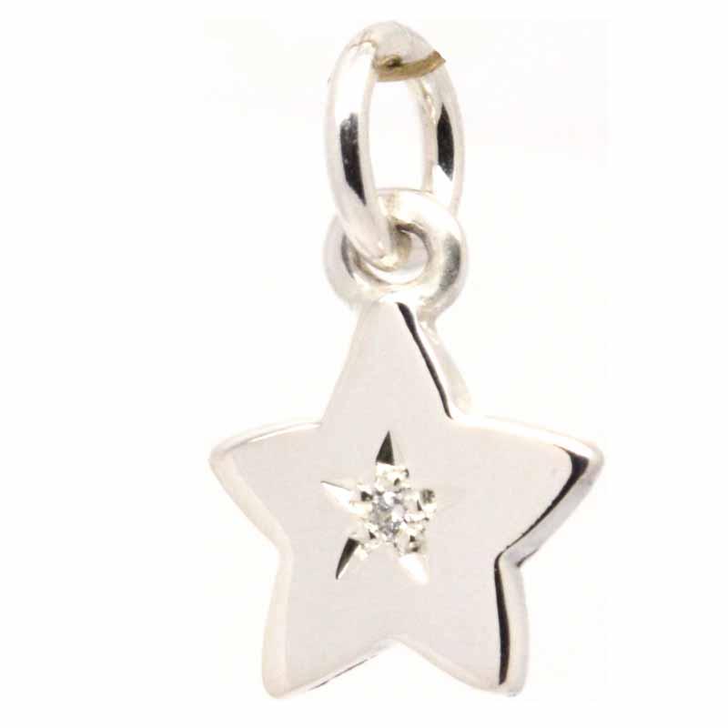 Gold Charm - 9ct White Gold Birthstone Star Charm