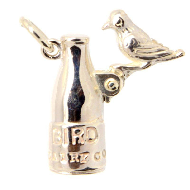 Gold Blue Tit on Milk Bottle Charm - Perfectcharm - 2