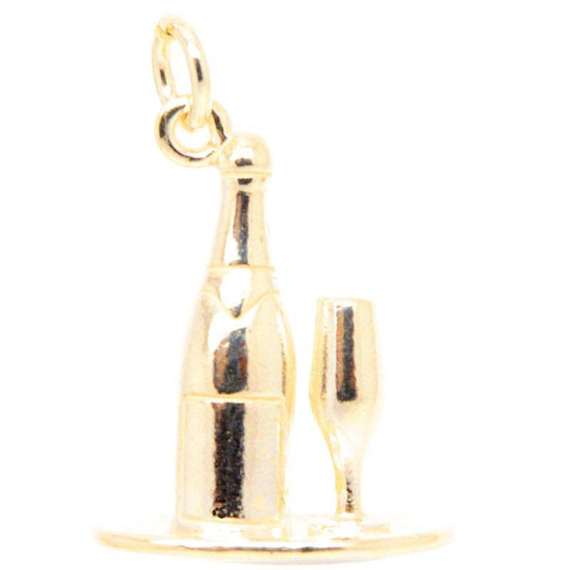 Gold Champagne and Glasses Charm - Perfectcharm - 1
