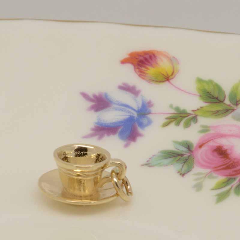 Gold Charm - Gold Cup And Saucer Charm