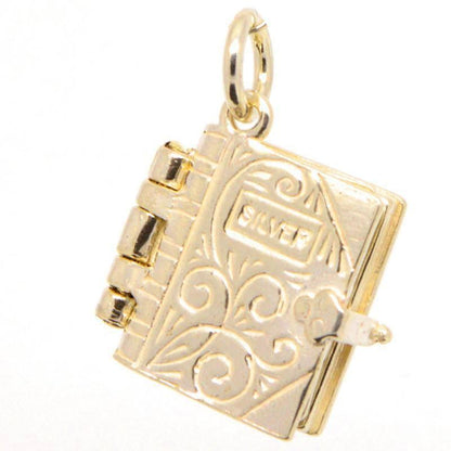 Gold Charm - Gold Holy Book Bible Charm