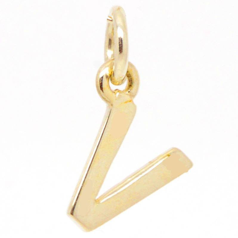 Gold Initial letter V Charm - Perfectcharm - 1