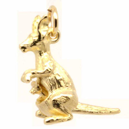 Gold Charm - Gold Kangaroo With Joey Charm