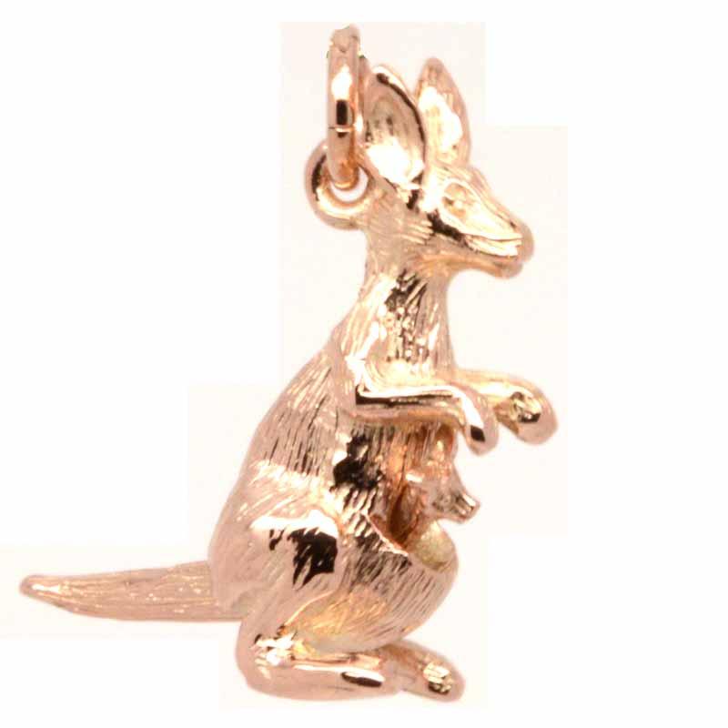 Gold Charm - Gold Kangaroo With Joey Charm