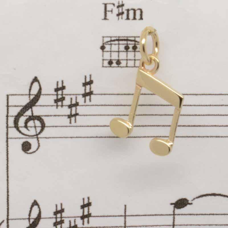 Gold Charm - Gold Musical Note Quavers Charm