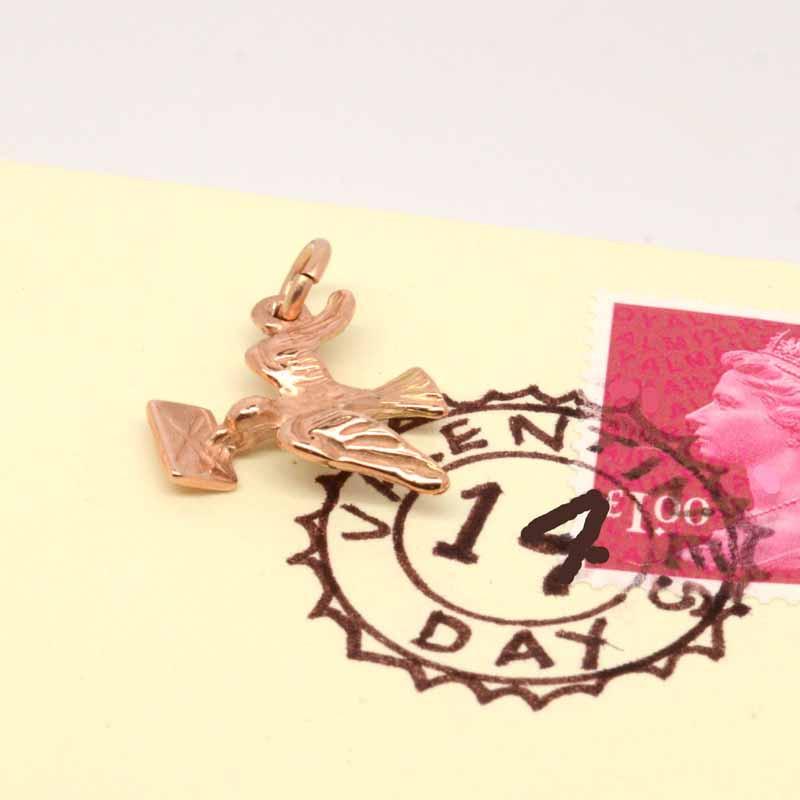 Gold Charm - Gold Valentine Love Bird Charm