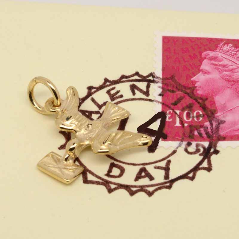 Gold Charm - Gold Valentine Love Bird Charm