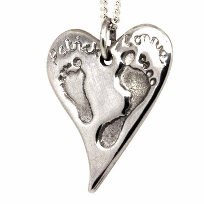 Pendant - Footprint Curvy Heart Necklace Pendant