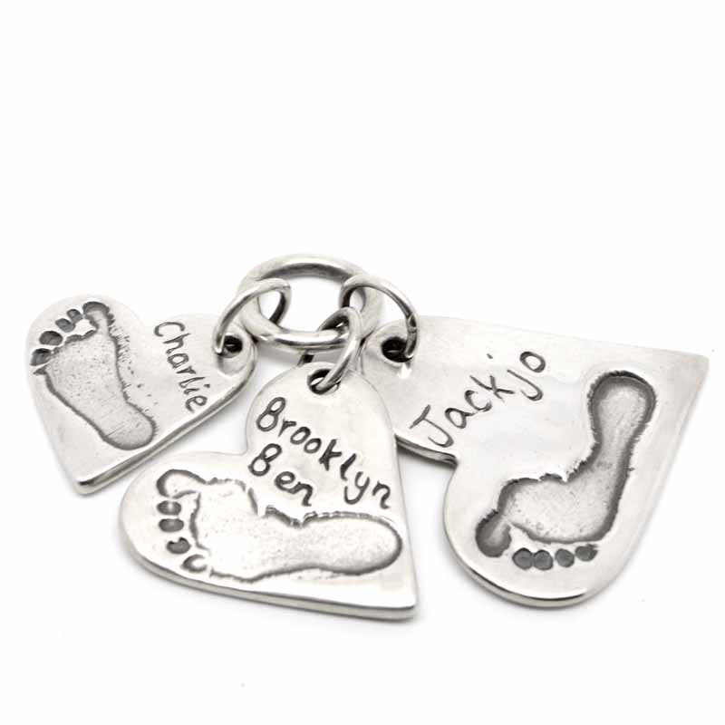 Footprint Three Hearts Necklace Pendant - Perfectcharm - 2