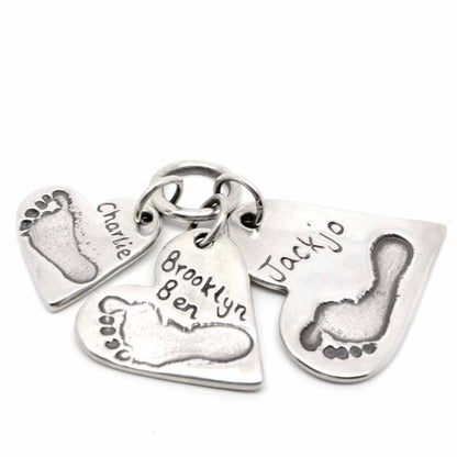 Footprint Three Hearts Necklace Pendant - Perfectcharm - 2