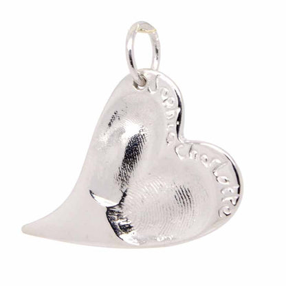 Gold Fingerprint Curvy Heart Necklace Pendant - Perfectcharm - 2