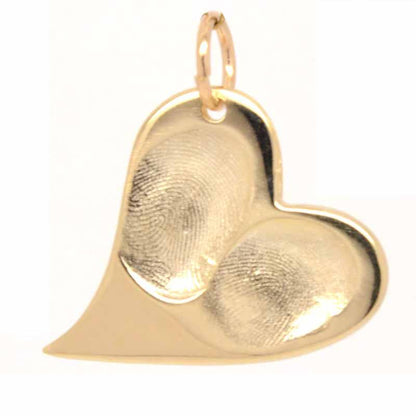 Pendant - Gold Fingerprint Curvy Heart Necklace Pendant