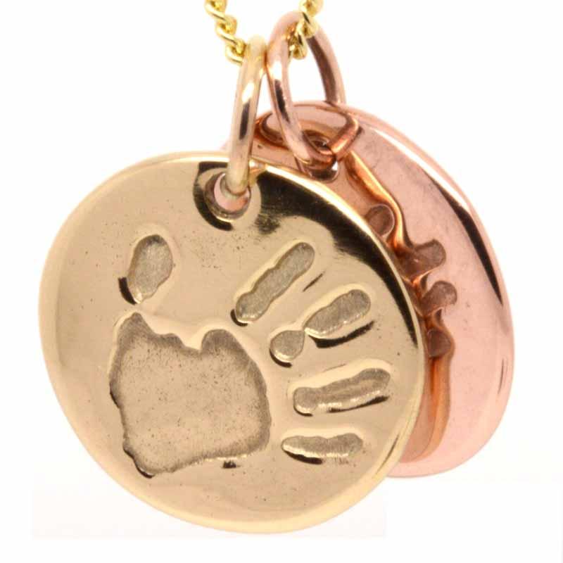 Pendant - Gold Handprint Disc Charm