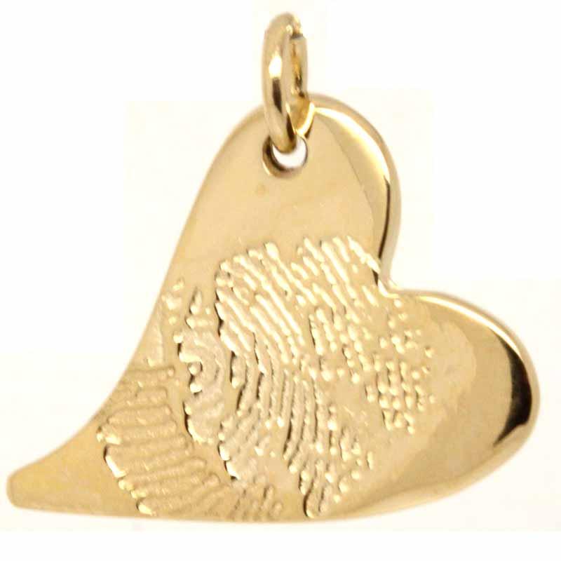 Print Jewellery - Gold Curvy Heart Fingerprint Charm From Inkprint