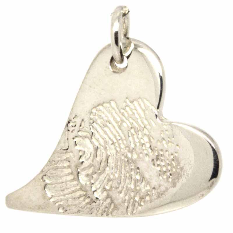 Print Jewellery - Gold Curvy Heart Fingerprint Charm From Inkprint