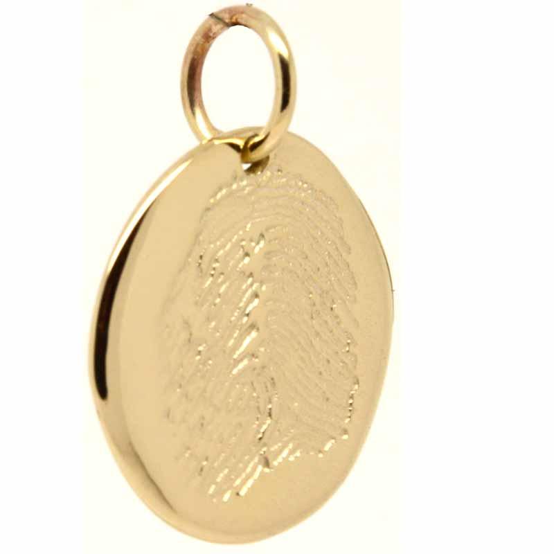 Print Jewellery - Gold Fingerprint Disc Pendant From Inkprint