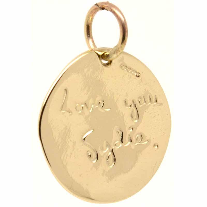 Print Jewellery - Gold Fingerprint Disc Pendant From Inkprint