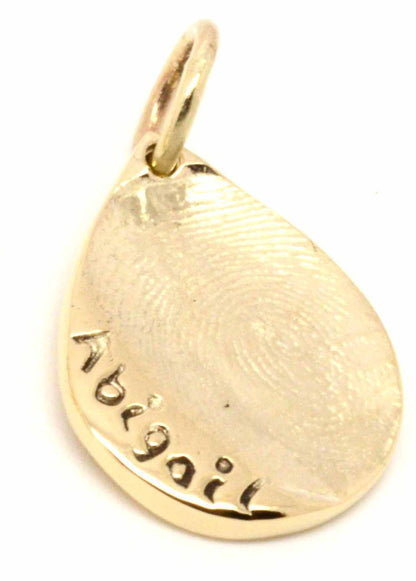 Print Jewellery - Gold Fingerprint Teardrop Charm