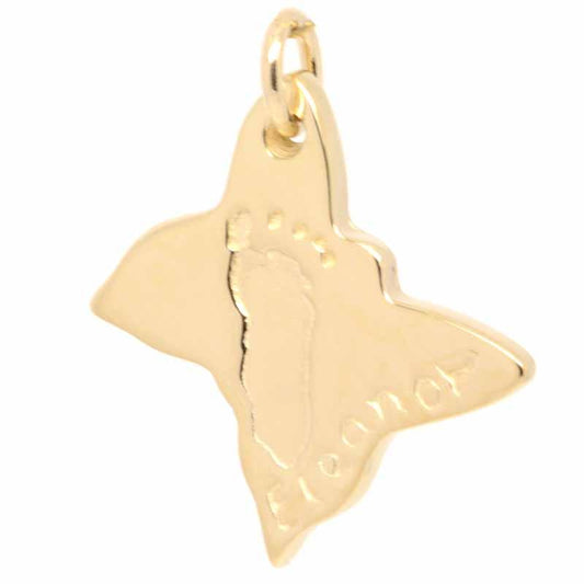 Print Jewellery - Gold Footprint Butterfly Charm