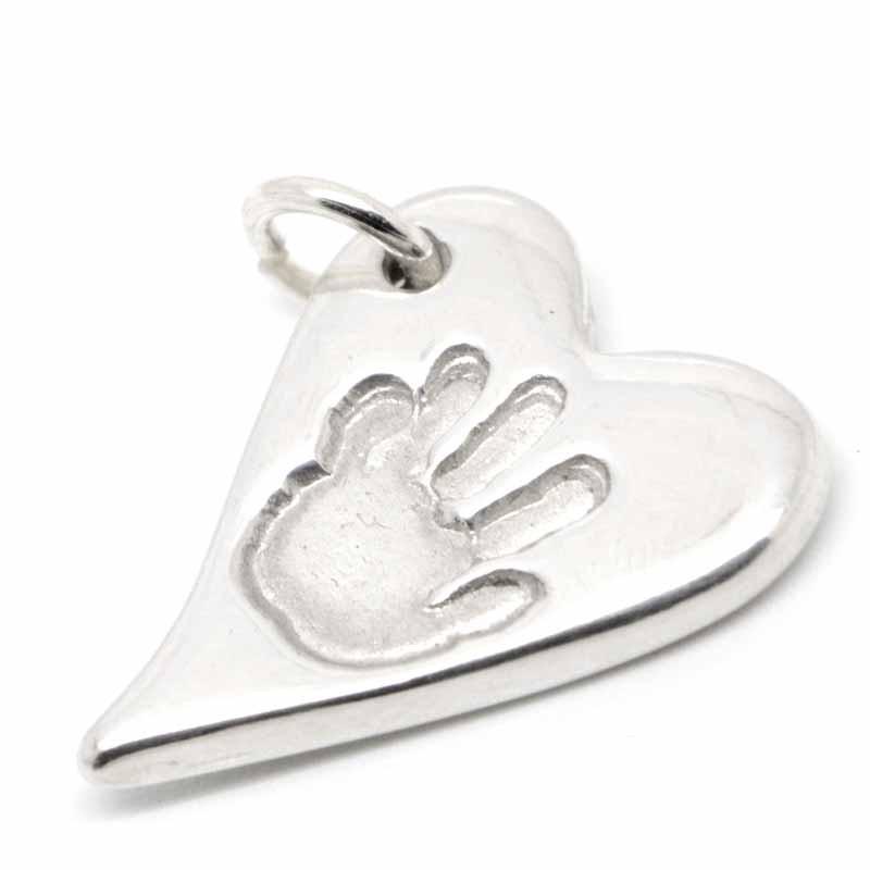 Print Jewellery - Gold Handprint Curvy Heart Charm