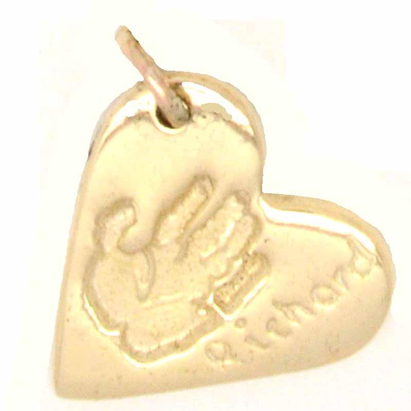 Print Jewellery - Gold Handprint Heart Charm