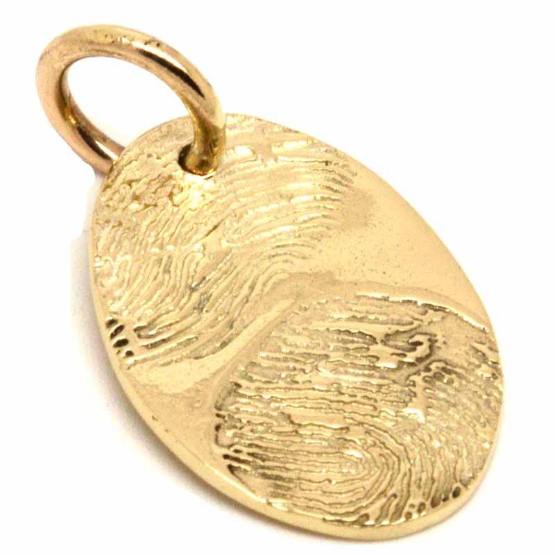 Print Jewellery - Gold Oval Fingerprint Pendant From Ink Print