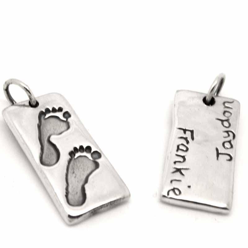 Print Jewellery - Gold Rectangle Tag Footprint Charm
