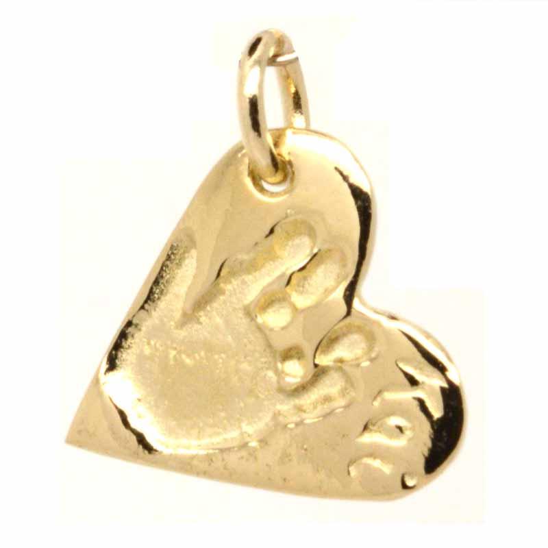 Print Jewellery - Gold Small Handprint Heart Charm