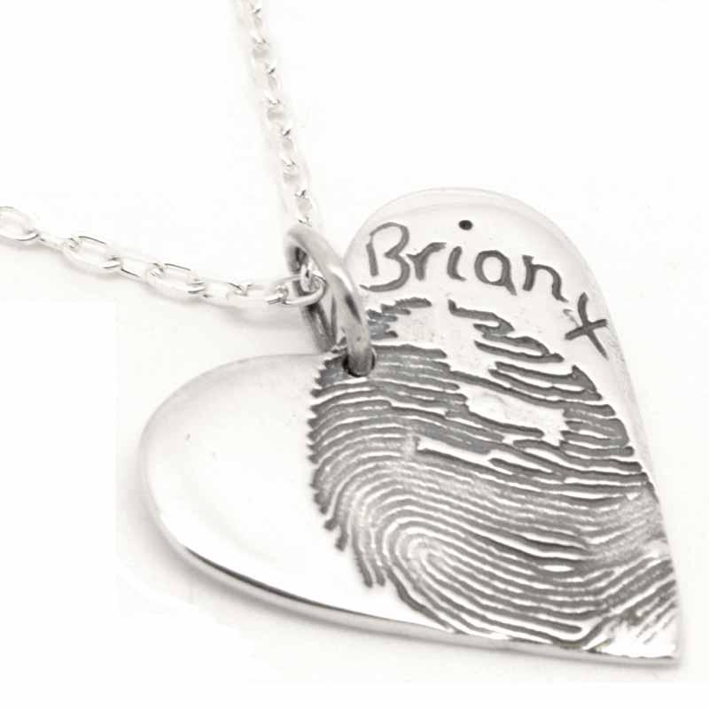 Print Jewellery - Large Heart Fingerprint Pendant From Ink Print