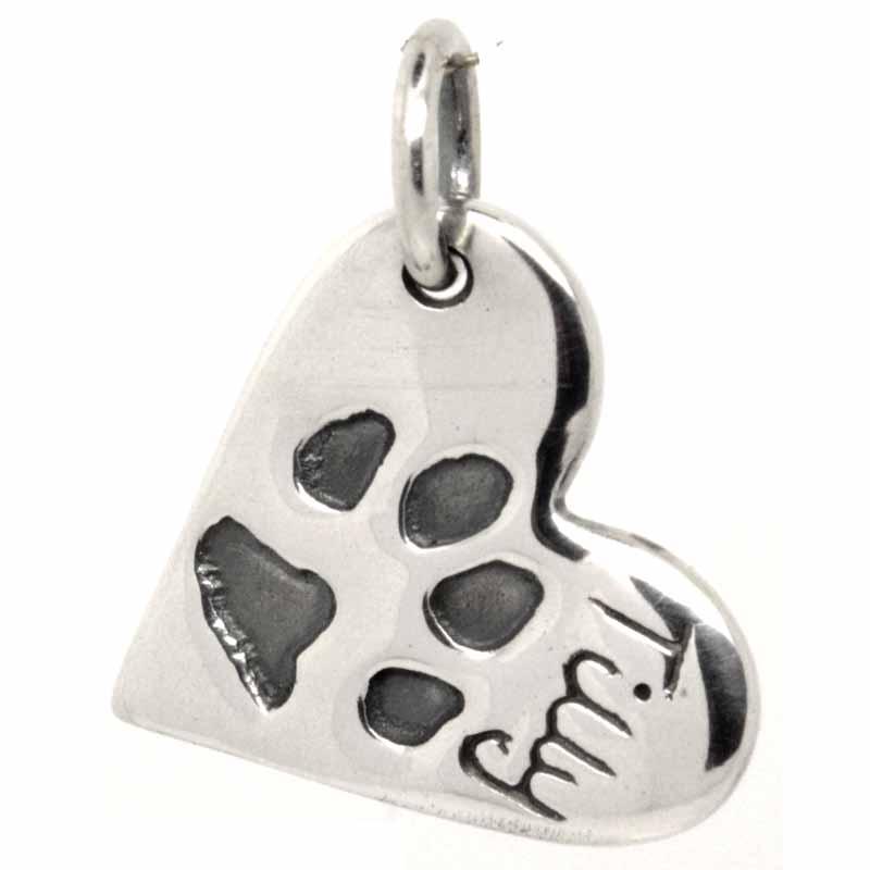 Print Jewellery - Paw Print Heart Charm Or Necklace Pendant