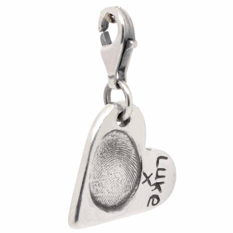 Print Jewellery - Silver Fingerprint Heart Charm