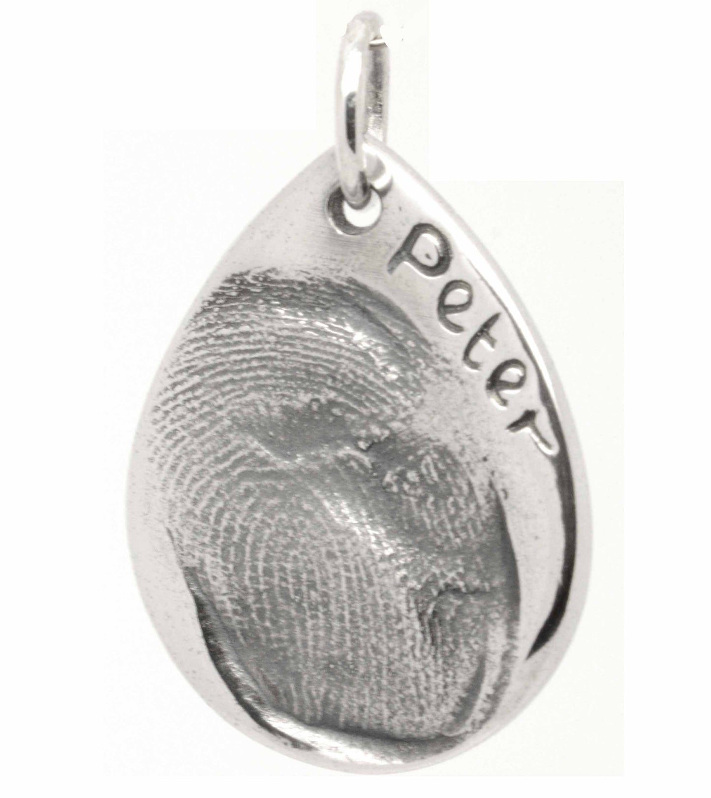 Print Jewellery - Silver Fingerprint Large Teardrop Pendant