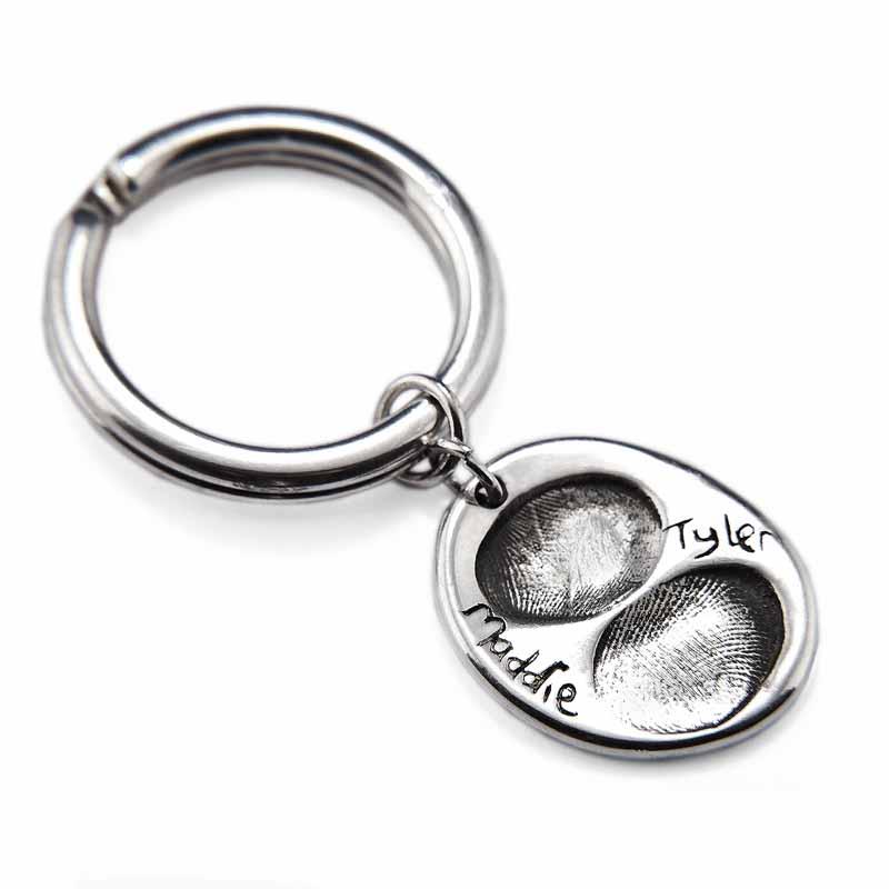 Print Jewellery - Silver Fingerprint Oval Keyring