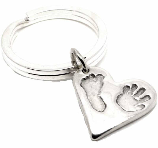 Print Jewellery - Silver Handprint And Footprint Key Ring