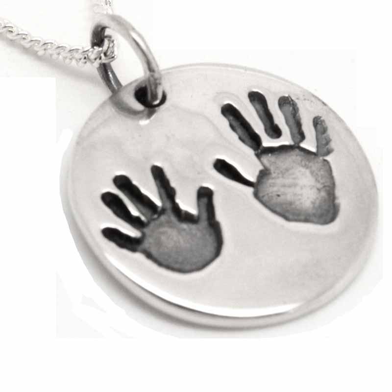 Print Jewellery - Silver Handprint Disc Charm
