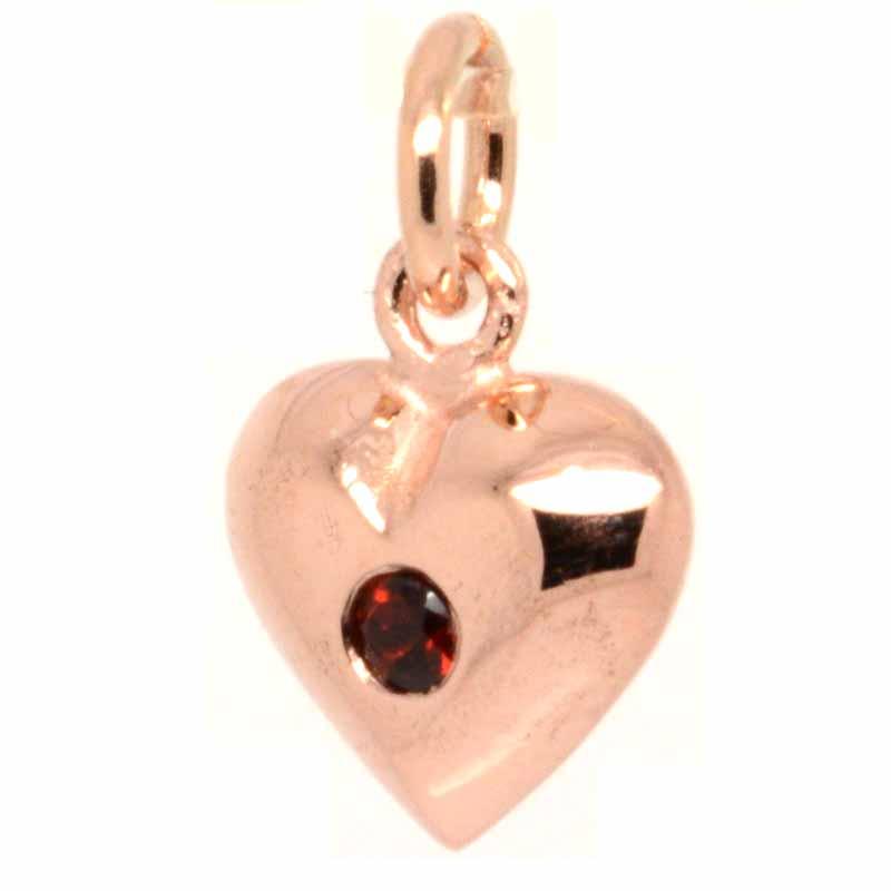 Stock - 9ct Rose Gold Birthstone Heart Charm