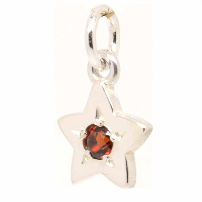 Stock - Silver Birthstone Star Charm With Carrier Bead